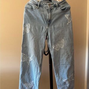 Hollister Light Blue Jeans with Butterfly Design